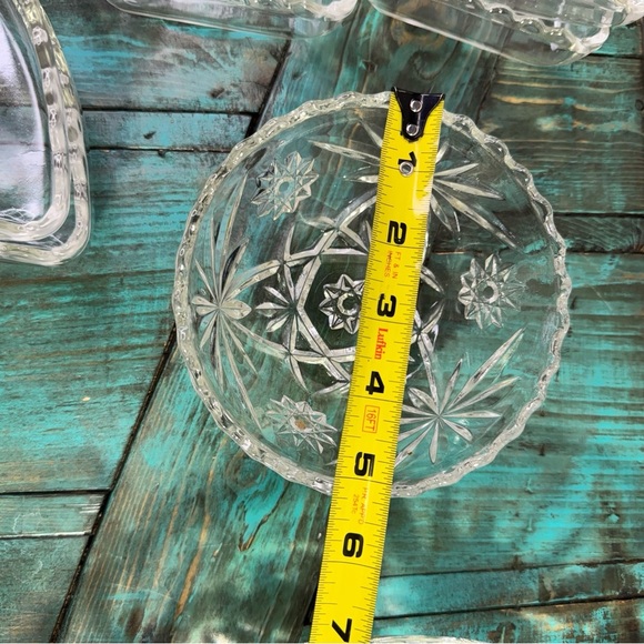 MCM Anchor Hocking Prescut Star of David 9 Piece Glass Lazy Susan - Picture 3 of 9